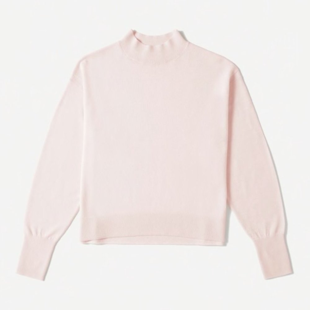 Everlane Mock Luxe Wool Crop Mockneck Blush Pink XS